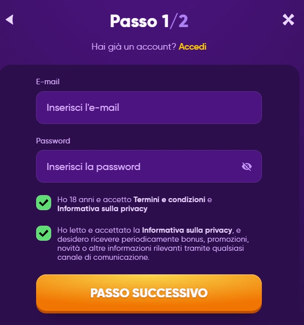 Kingmaker Casino Registration step 2